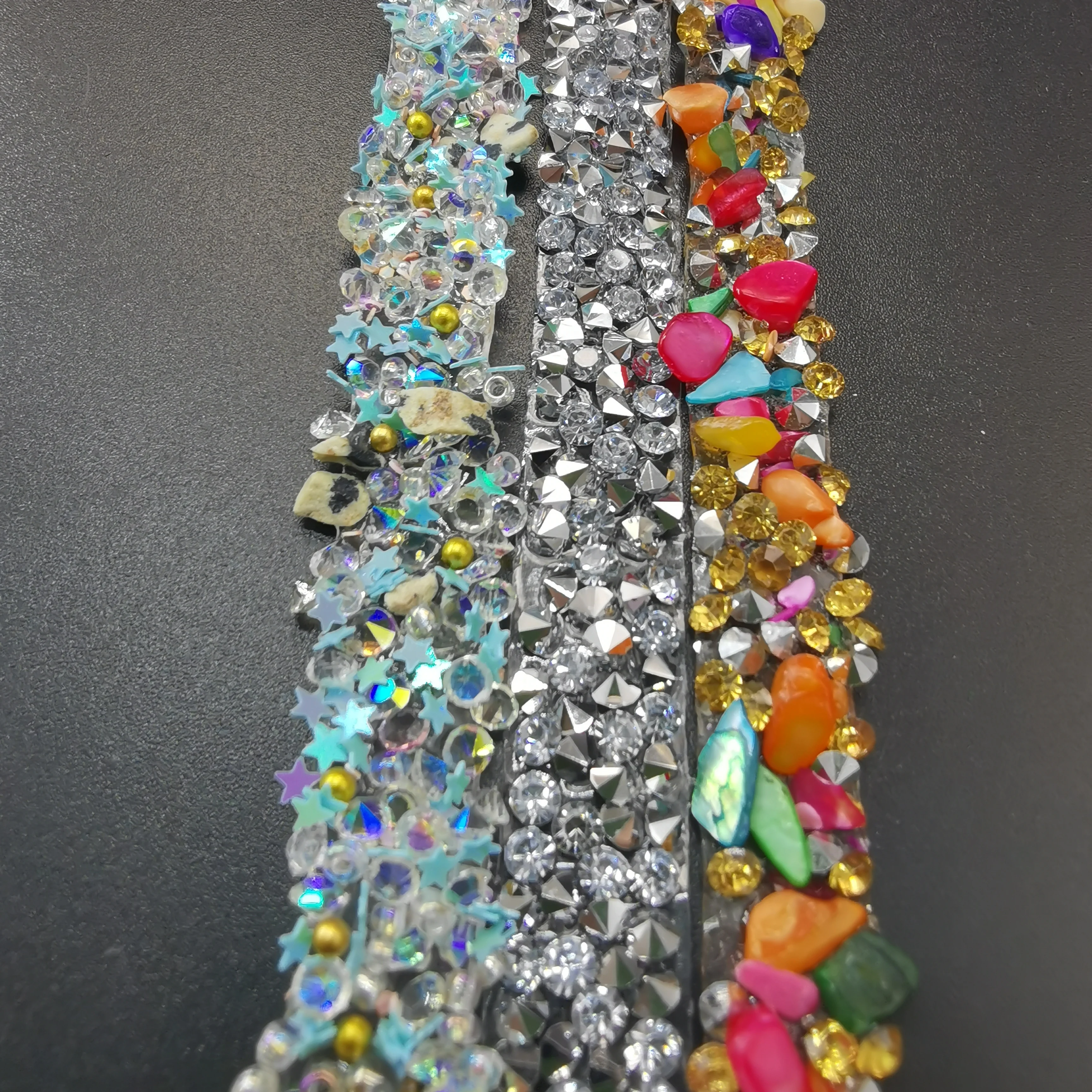 Sewing Trim Crystal Motif Strass Hot Fix Rhinestone Tape Applicator Ribbon With colorful stone Iron On Appliques For Dresses