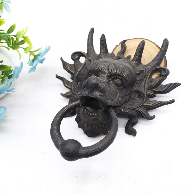 One piece Dragon head shape door knocker Cast iron Handle rings Handle Knocker-crafts hardware door acccessories home decor