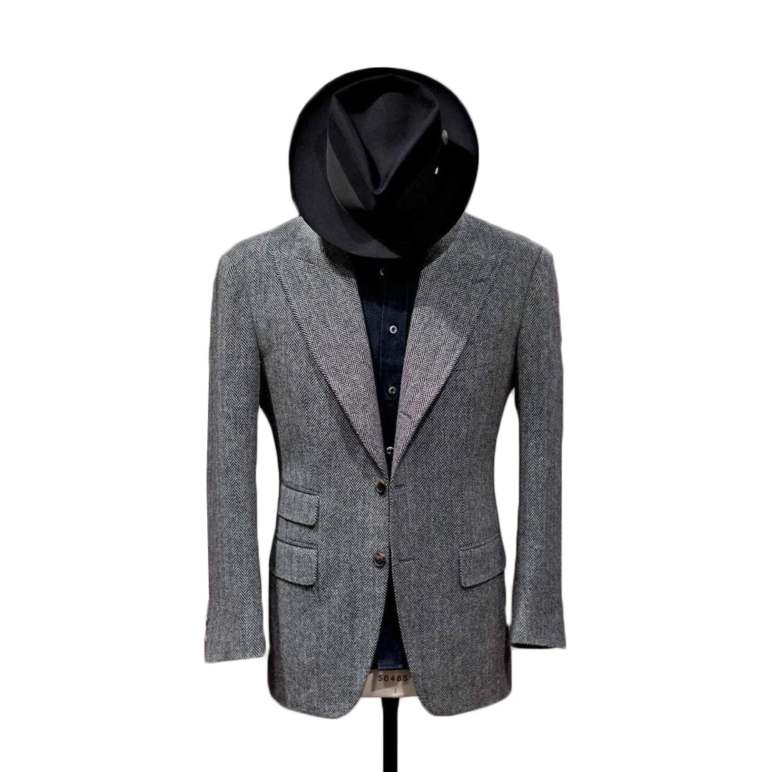 

Wool Men's Blazer Solid Gray Gentleman Style Custom Made Skinny Formal Suits Singal Breasted Smart Casual Party Evening Wear