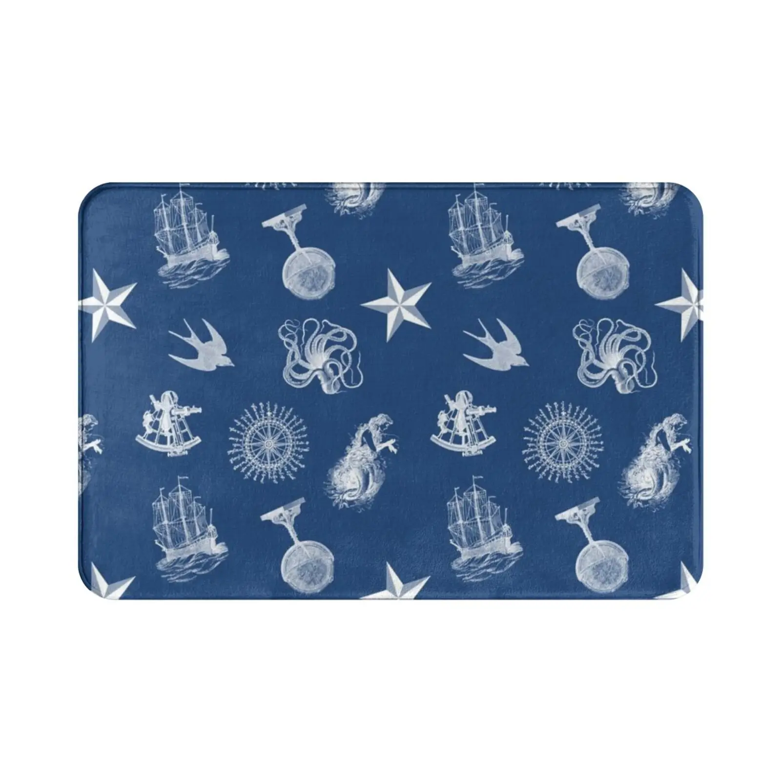 Seafaring Carpet Mat Rug Cushion Soft Non-Slip Sea Ocean Seas Seafaring Sailor Siren Sail Sailing Sparrow Star Globe