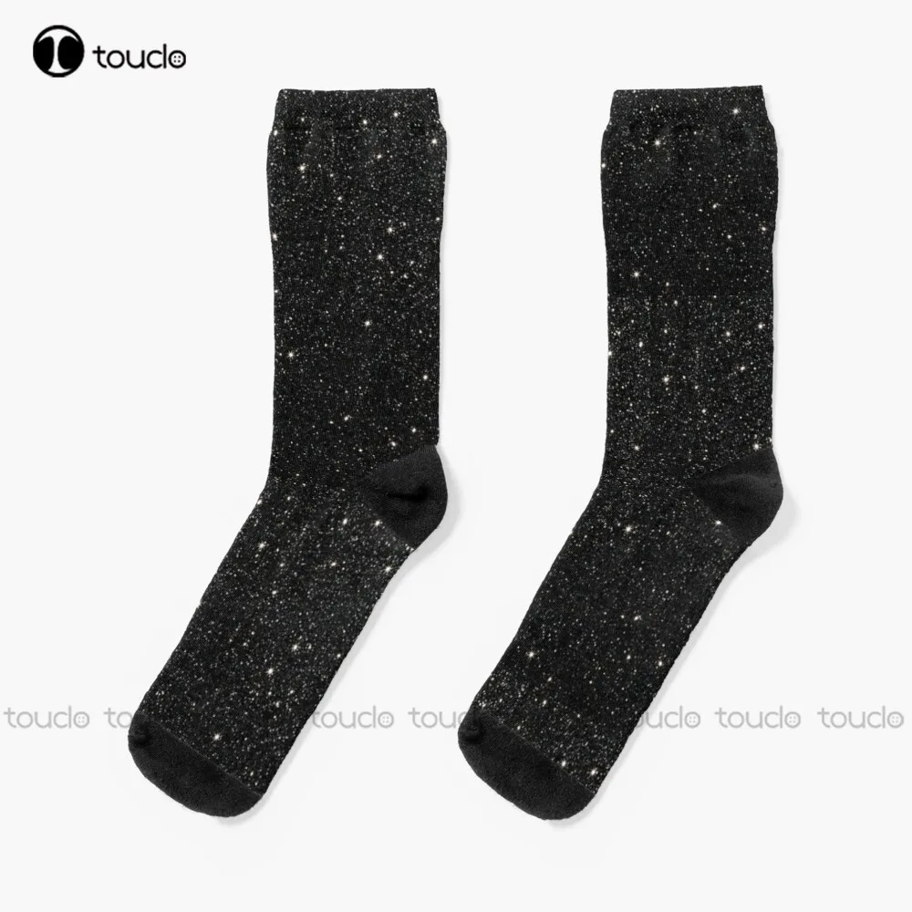 Black Glitter Socks Unisex Adult Teen Youth Socks Personalized Custom 360° Digital Print Hd High Quality  Christmas Gift