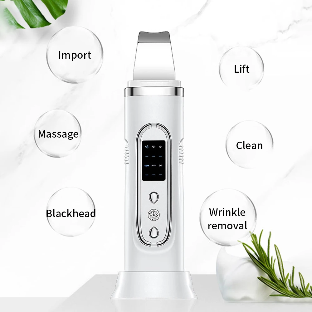 Ultrasonic Skin Scrubber Replacement EMS Pulse Micro Peeling Shovel Face Pore Deep Cleaning Blackhead Remover Skin Lifting Care