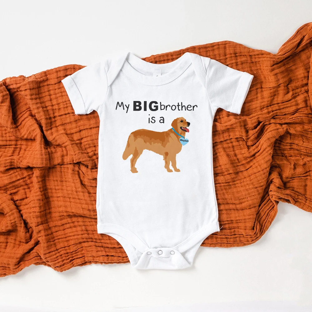 Newborn  My Big Brother Is A Golden Retriever Baby  Dog  Sibling Shirt Baby Shower Gift for Boy or Girl