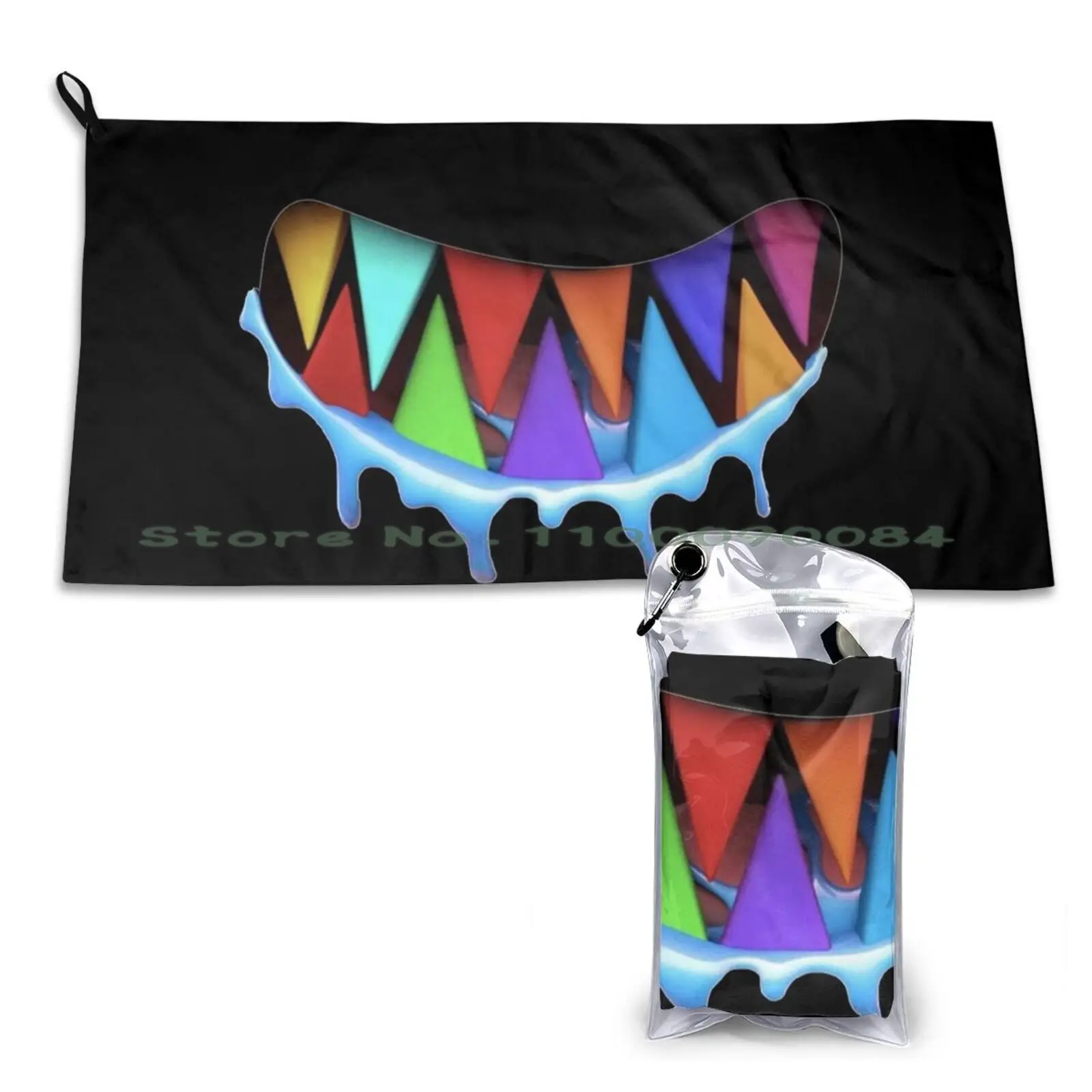 Shark Rainbow Color Teeth Quick Dry Towel Gym Sports Bath Portable 6ix9ine Gooba 69 Rainbow Shark Theeth Tooth Sixnine Soft