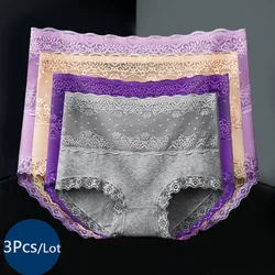 3Pcs/Lot Cotton Women's Panties High Rise Seamless Underwear Transparent Briefs Girls Sexy Lingeries Underpant Ladies Lace Panty