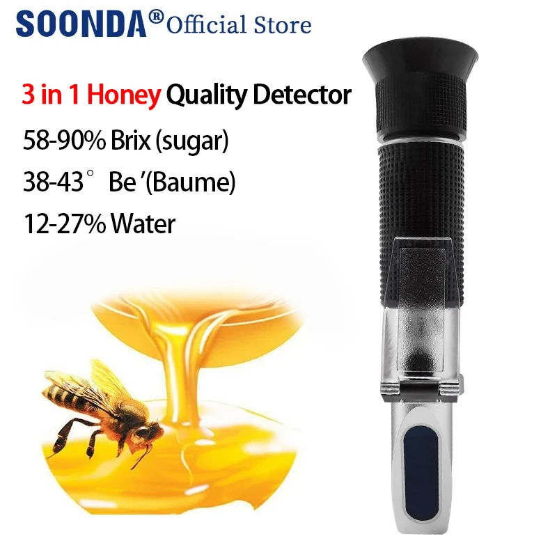 Honey Concentration Meter Refractometer Honey Measuring Meter Baume Meter Honey Concentration Measuring Tools Moisture Detector