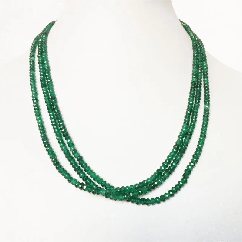 1/3Layer 2*3MM Faceted Small Size Green Emerald Jade Necklace Multiple Tiny Boho Vintage Collier Femme Fashion Summer Jewelry