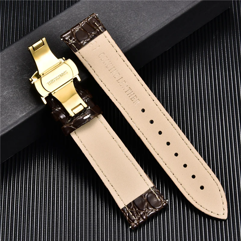 Crocodile Pattern Design Business Leather Watchbands with Stainless Steel Buckle Men Wristwatch Band 18mm 20mm 22mm Straps