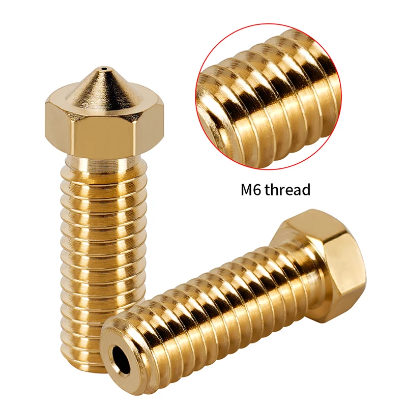 3pcs/lot 3D Printer E3D V5 V6 Stainless Steel Brass Volcano Nozzle M6 Thread Hotend Nozzles 0.2mm-1.2mm For 1.75mm  Filament