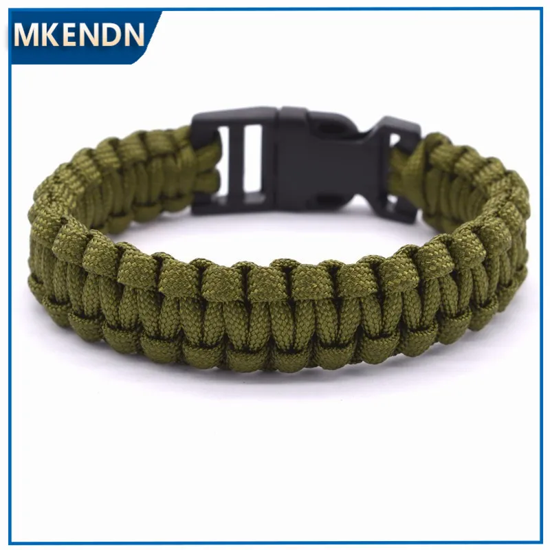 Outdoor Travel Camping Thin Army green Braided Cobra Weave Plastic Buckle Paracord Survival Bracelet