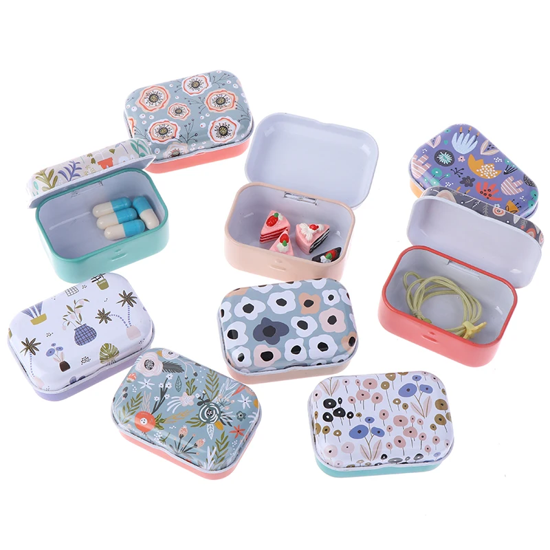 1PC Mini Tin Box Sealed Jar Packing Box Jewelry Candy Box Small Storage Box Cans Coin Earrings Travel Pill Box Random