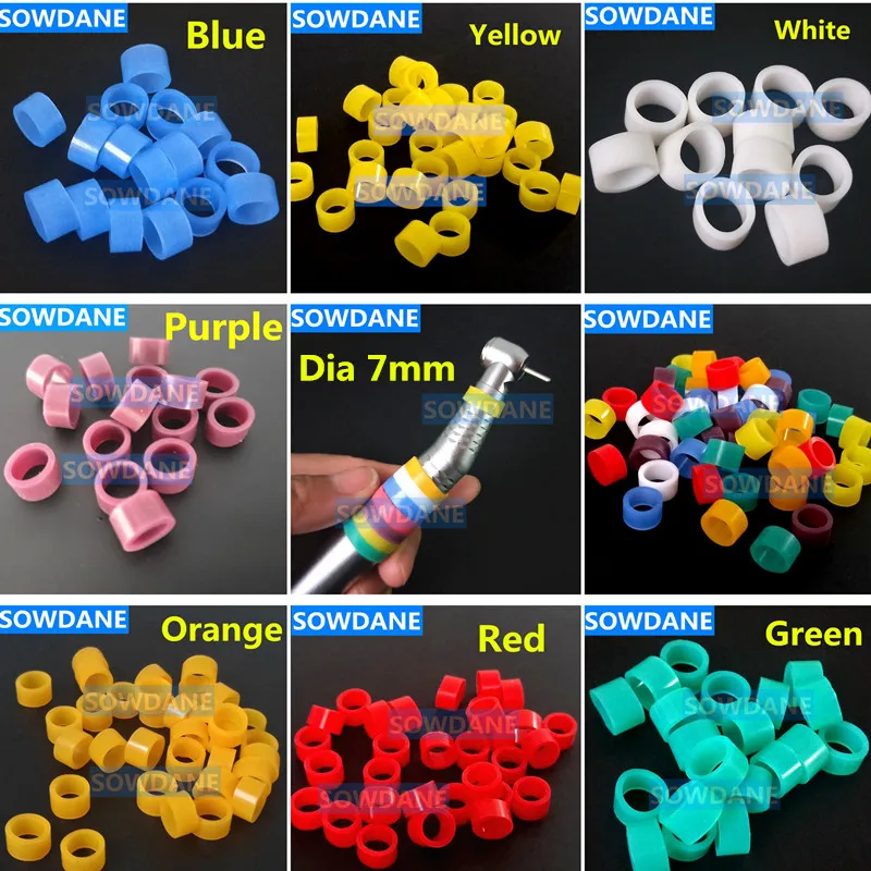 

10 Bags Autoclavable Universal Lab Identification Dental Orthodontic Silicone Color Code Ring Rings for Handpiece (Dia. 7mm)