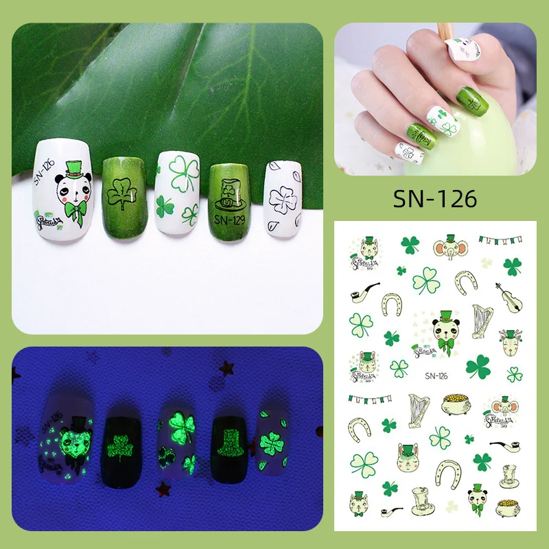 Autocollants et décalcomanies pour ongles, motif floral, arbre vert, saint kk, DIY, 1 pièce