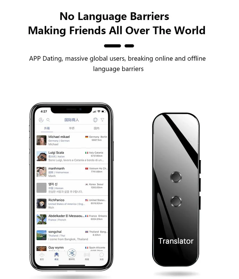 accurate translation G6 Smart Voice Translator Multi-Languages Bluetooth-compatible translation  and rapid response