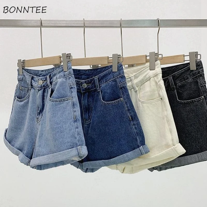 Shorts Women Denim Vintage Summer Basic Simple All-match Hot Sale High Waist Leisure Ulzzang Ladies Streetwear Chic Classic Ins