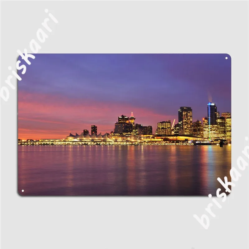 Vancouver Canada In Night Metal Plaque Poster Wall Pub Mural Design Poster Tin Sign Posters