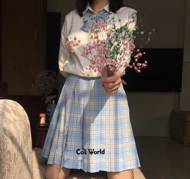 

[Shallow Sea Salt] Girl's Women's Japanese Summer High Waist Pleated Plaid Skirts For JK School Uniform Students Cloths