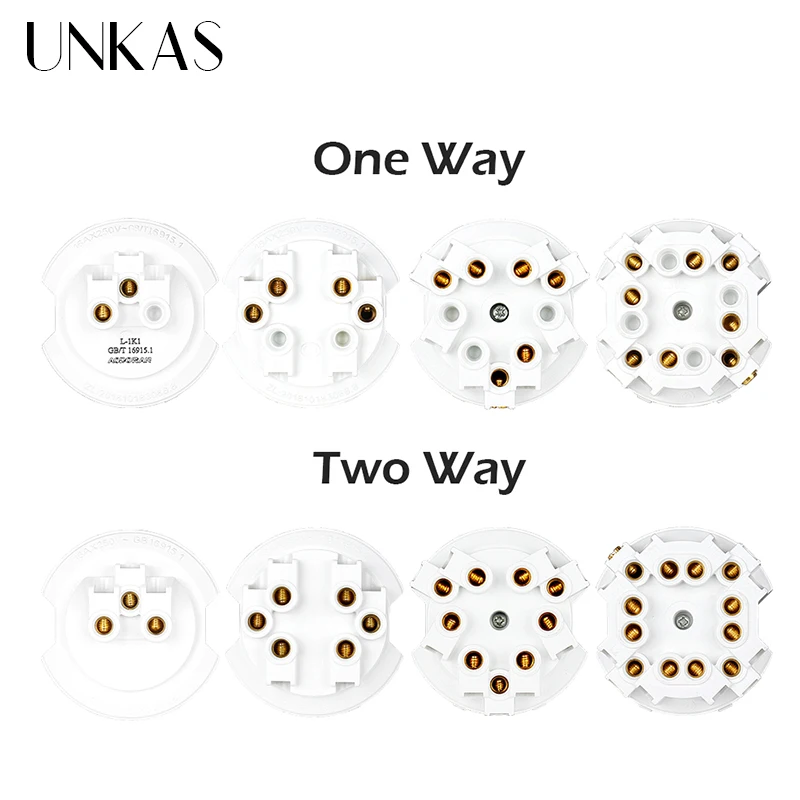 UNKAS 1 2 3 4 Gang 1 / 2 Way Acak Klik Pada/Off Melewati Dinding Lampu indikator LED Modul DIY Kombinasi