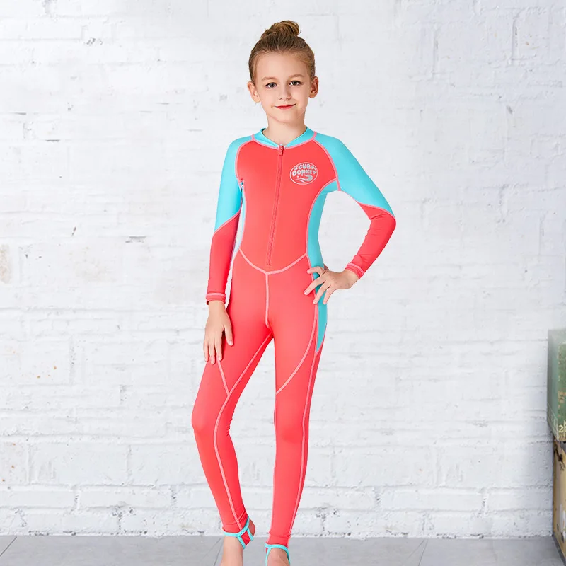 Front Zipper Muslim Swimwear Islamic Swimming Suit For Girls Burkinis Kids Long Sleeve Swimsuit Moslim Badmode Sportswear