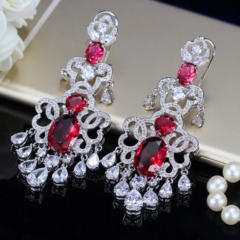 Pera Famous Brand Wedding Jewelry Large Statement Long Dangling Drop Earrings for Women With Shiny White Cubic Zirconia E239