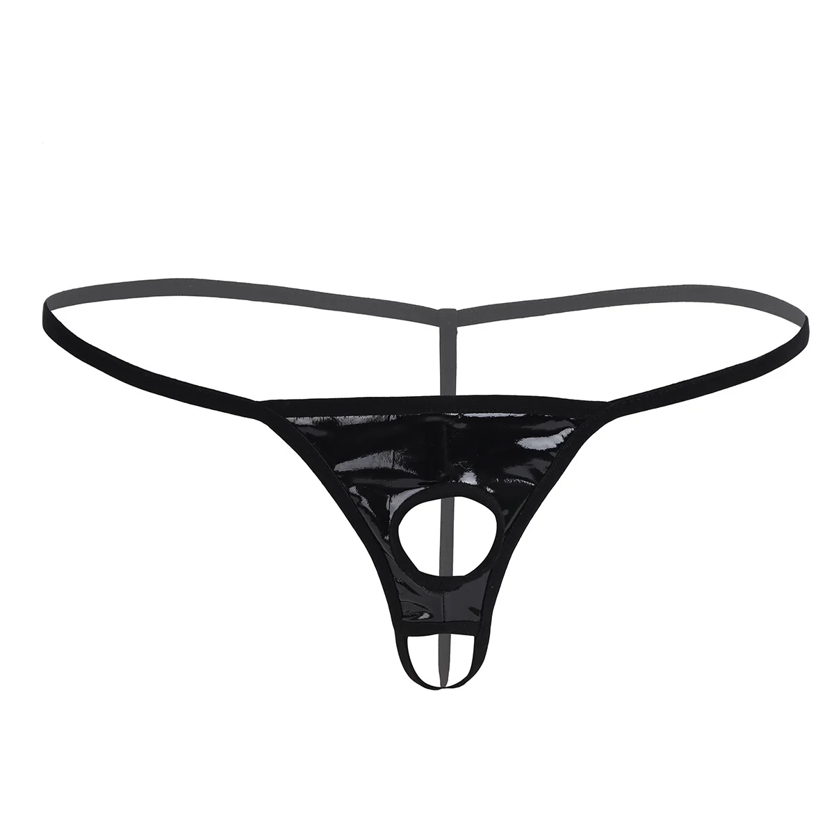 Men Exotic Bikini Sexy Lingerie Patent Leather Panties G-string Underwear Open Butt Thong Gay Mens Panties with Penis Holes