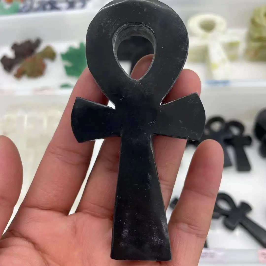 50-100mm Natural crystal obsidian the Symbolic point of the Egyptian goddess of the Cross for healing reiki