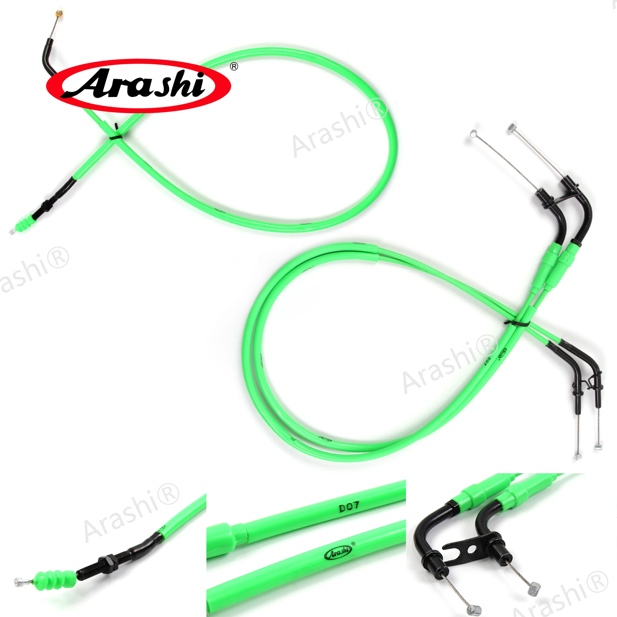 Arashi Motorcycle Accessories Throttle & Clutch Cables Stainless Lines for KAWASAKI Z1000 2011 2012 2013 Z 1000 Ninja 1 Set