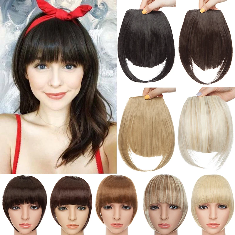 BENIHAIR Synthetic Clip In Hair Bangs Hairpiece Clip In Hair Extension Hair Extension Blunt Bangs Fake Bangs For Women