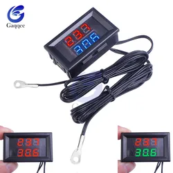 Mini DC 4V-28V Dual Display Digital Thermometer w/ Dual NTC Waterproof Metal Probe Temperature Sensor Tester for Car Room Indoor