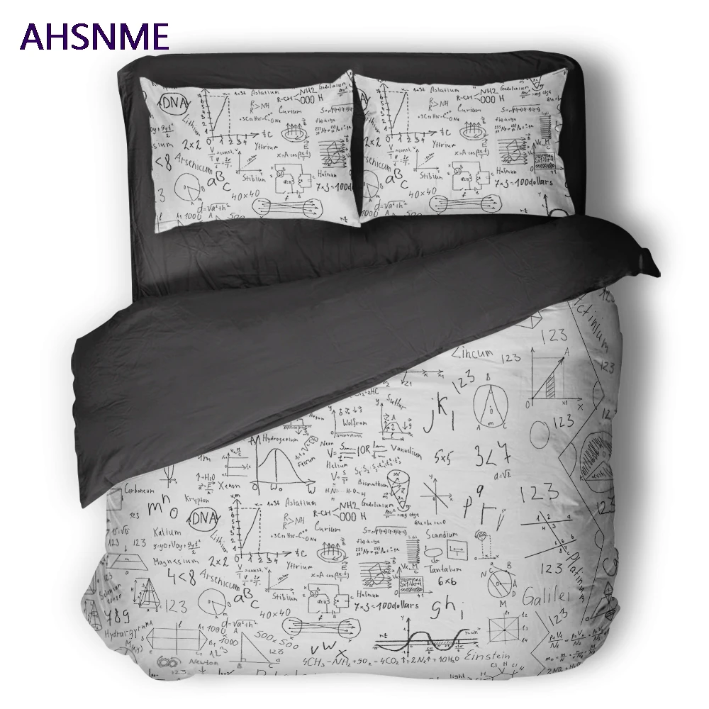 

AHSNME School College GEEK Quilt cover Set Physical Mathematical Formula Bedding Set Circuit Diagram Customized King Bed Set