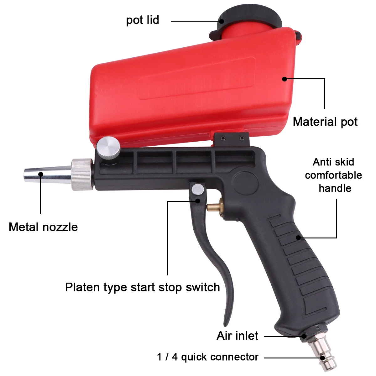 WENXING 90psi pistolet de sablage à gravité Portable outil pneumatique petit pistolet de pulvérisation de sablage sableuse réglable