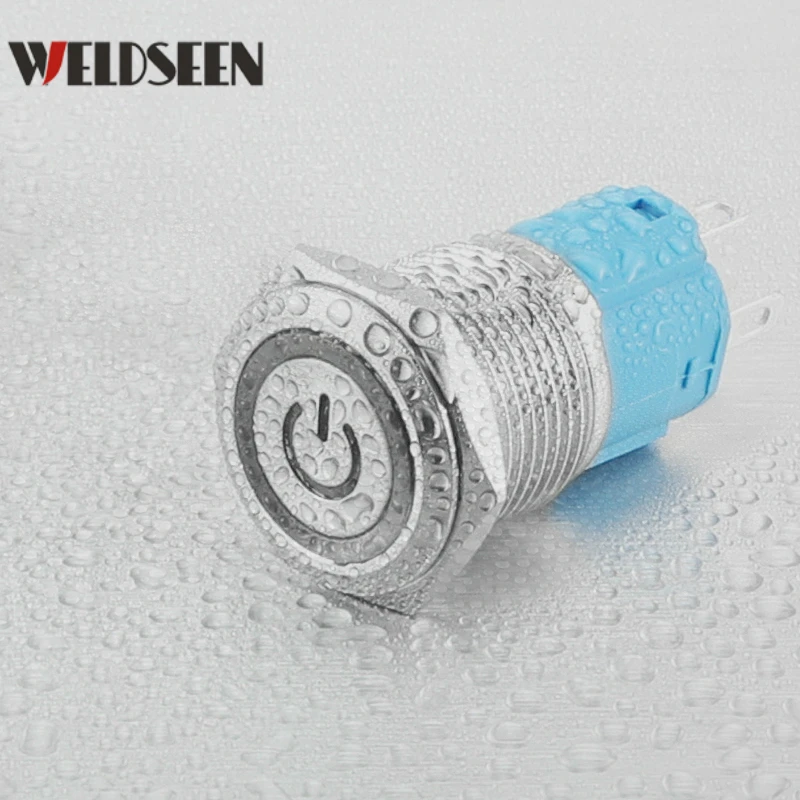 16mm Metal Push Button Switch LED Light 3V 6V 12V 24V 220V Momentary Latching Type Start Stop Power Electrical Button