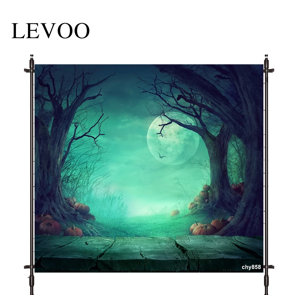 

LEVOO Photographic Background Halloween Moon Pumpkin Dead Tree Smog Backdrop Photo Shoot Photocall Photobooth Prop Custom