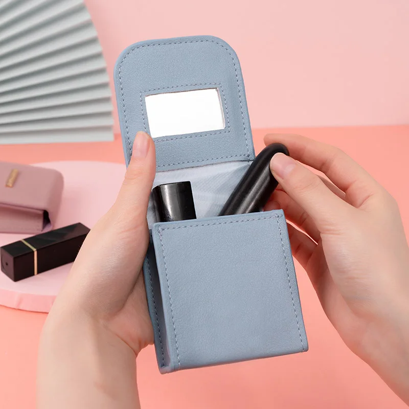 Borsa cosmetica per rossetto con Organizer per custodia da viaggio a specchio custodia portatile in pelle PU per il trucco