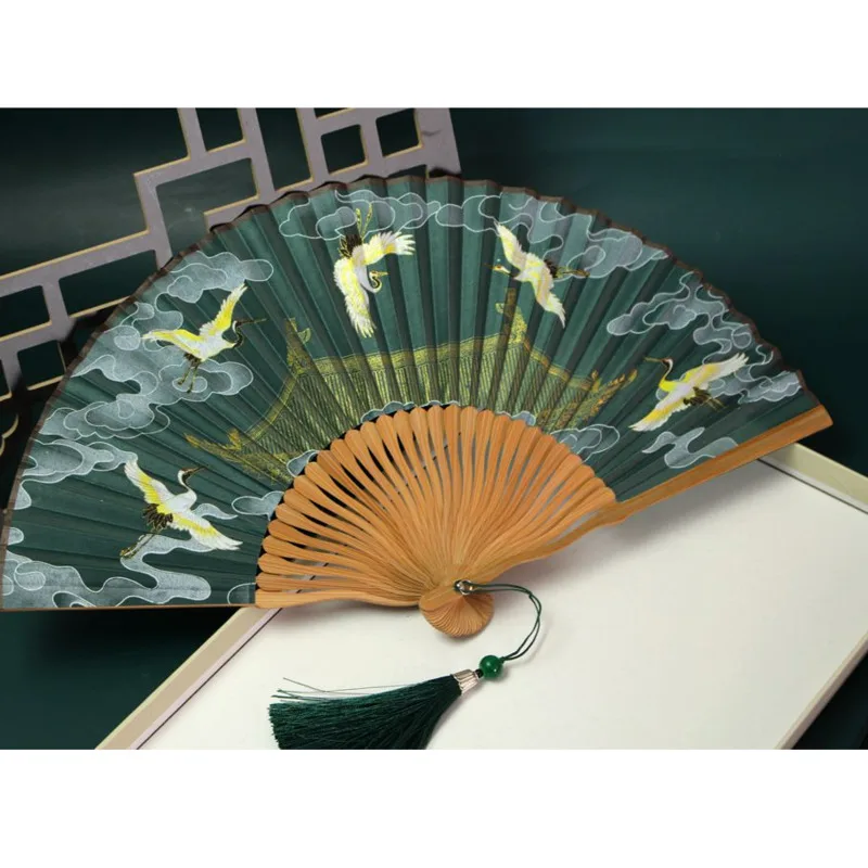 Canzone Huizong gru di buon auspicio Ruihe ventaglio pieghevole Hanfu cinese ventilatore portatile ventilatore pieghevole ventilatore fotografico