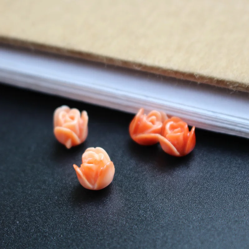 20 teile/los 7mm Künstliche Korallen Tulpen Blume Perlen Rot Farbe Cabochon Mode Perlen für Schmuck machen DIY zubehör – Detail 16