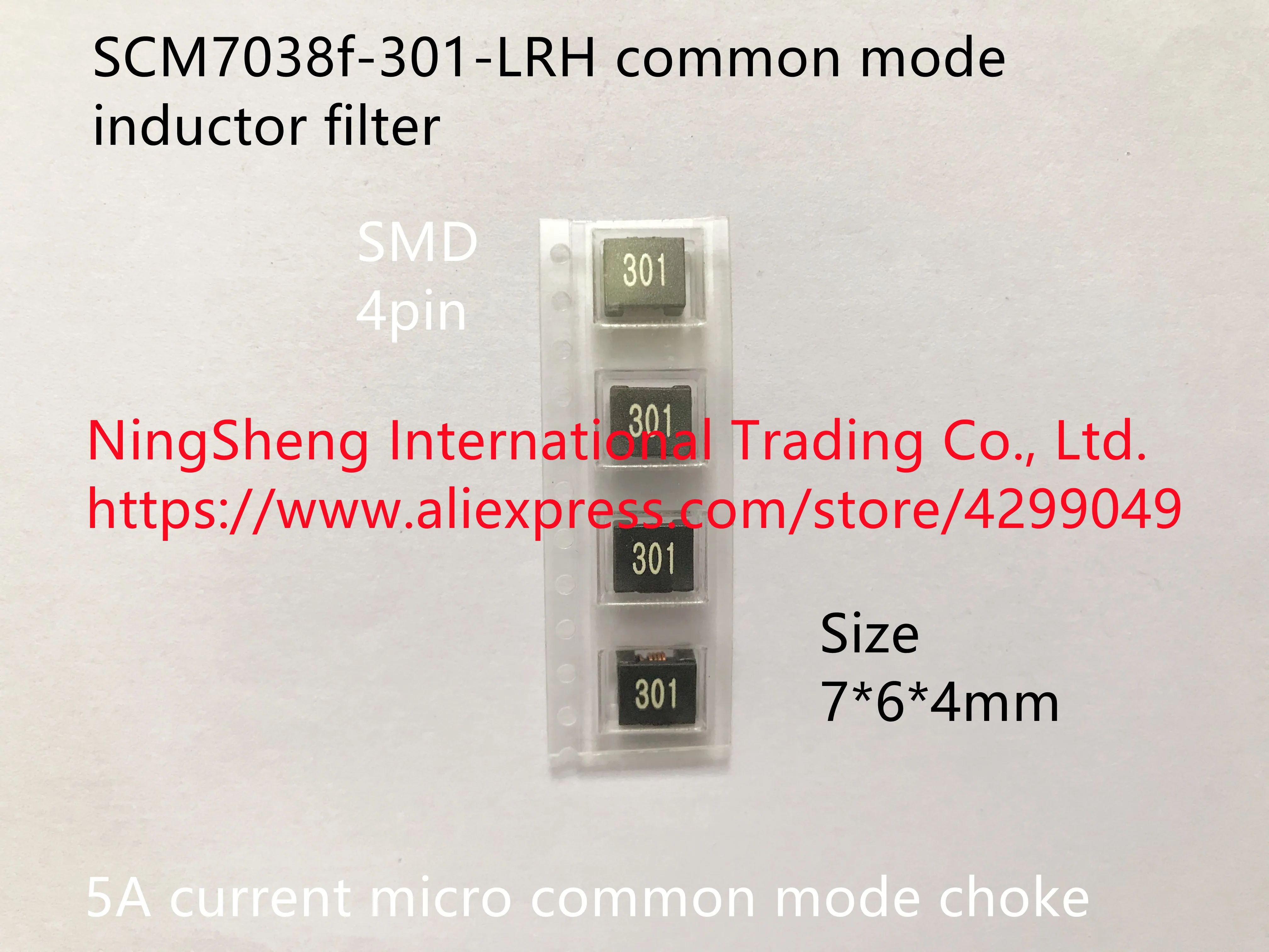 Original new 100% SMD 4pin common mode inductor filter SCM7038f-301-LRH 5A current micro common mode choke