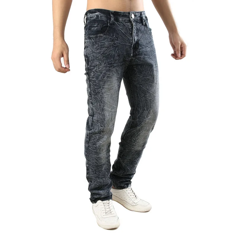 

2020 New Men's Slim Jeans Classic Style Snowflake Pattern Elastic Fashion Denim Trousers Male Brand Pants Plus Size 40 42