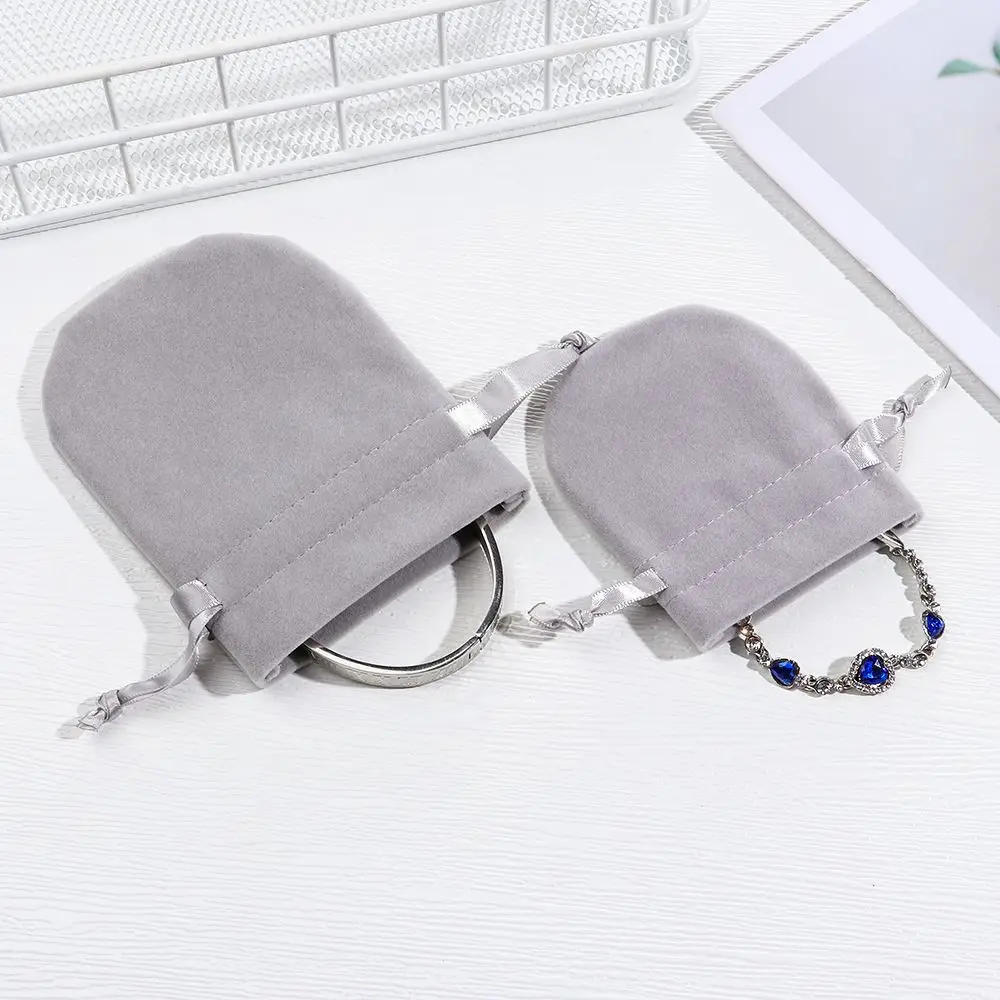 Fashion Necklace Wrapping Bag Portable Storage Pouch Jewelry Packaging Bag Drawstring Pouches Round Velvet Bag