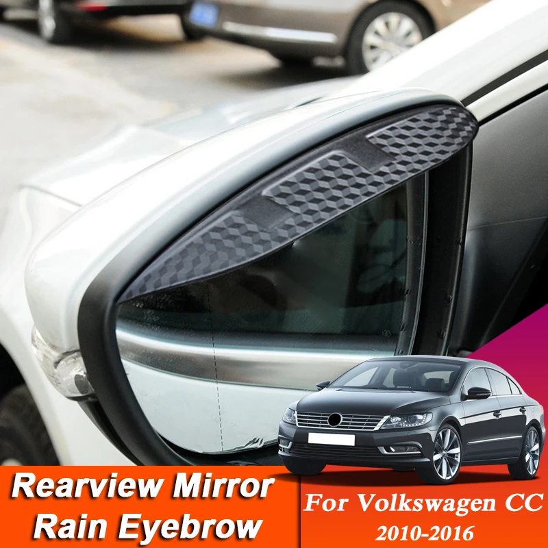 

2PCS Car-styling For Volkswagen CC 2010-Present Carbon Fiber Rearview Mirror Eyebrow Rain Shield Anti-rain Visor Accessories