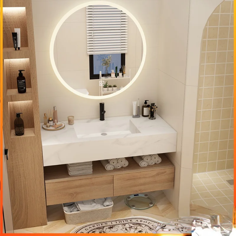 Light Luxury Bathroom Bathroom Cabinet Combination Bathroom Sink Toilet Wash Washstand Stone Plate Whole Washbin Japanese