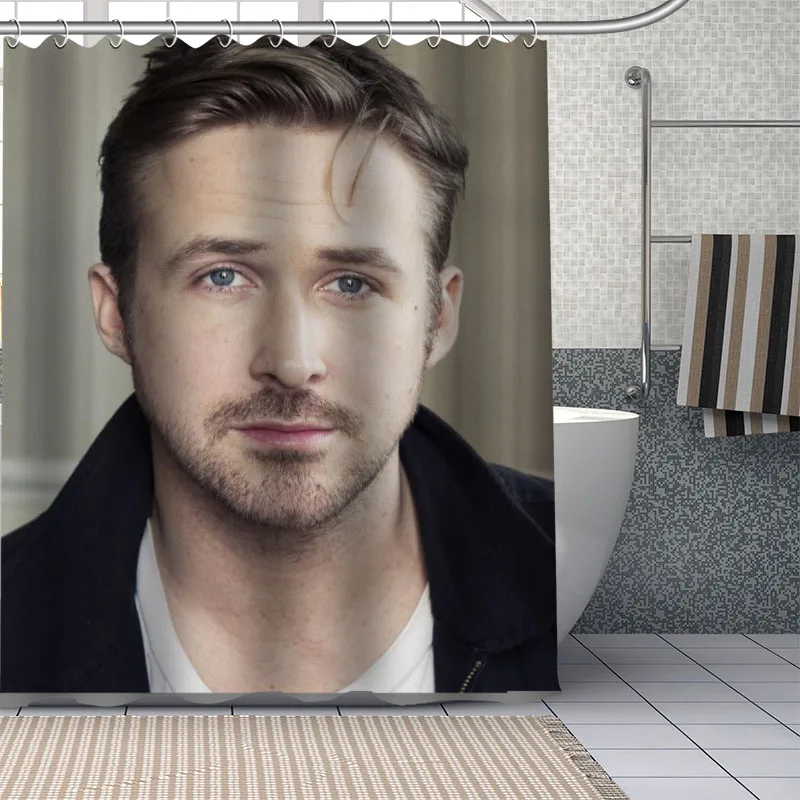 Ryan Gosling Custom Pattern Polyester Bath Curtain Waterproof Shower Curtains Geometric Bath Screen Printed Curtain For Bathroom