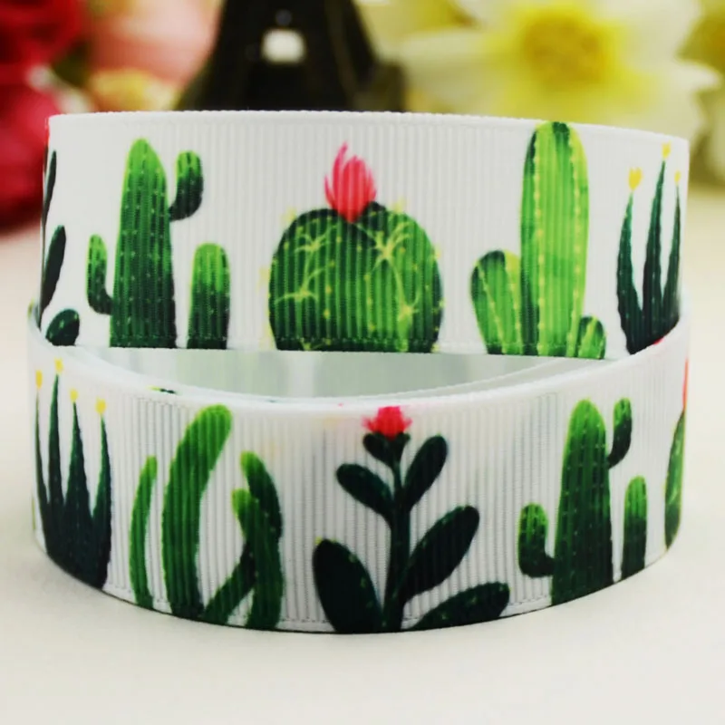 22mm 25mm 38mm 75mm Ruban satin Cactus Flowers Cartoon Character printed Grosgrain Ribbon party decoration 10 Yards