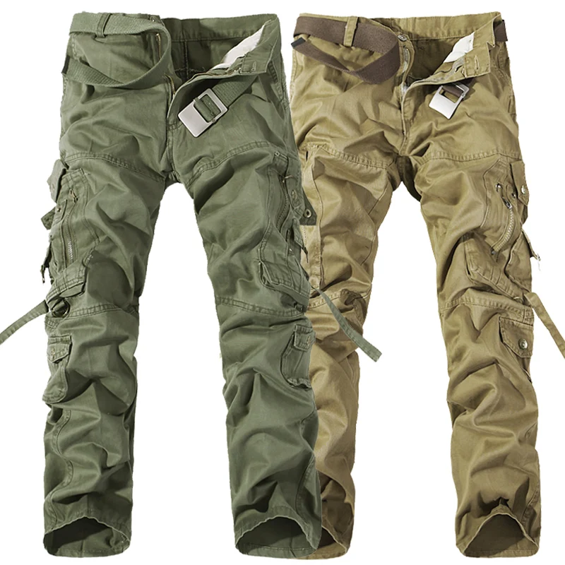 uniform pants men Multi-pocket washed overalls men loose cotton pants men military cargo pants for men,large size 28-42