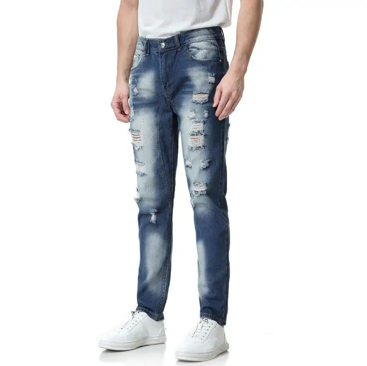 Hot 2020 Brand New Men's Fashion Men Business Casual Stretch Slim Personality hole Jeans Male Classic Trousers Denim Pants