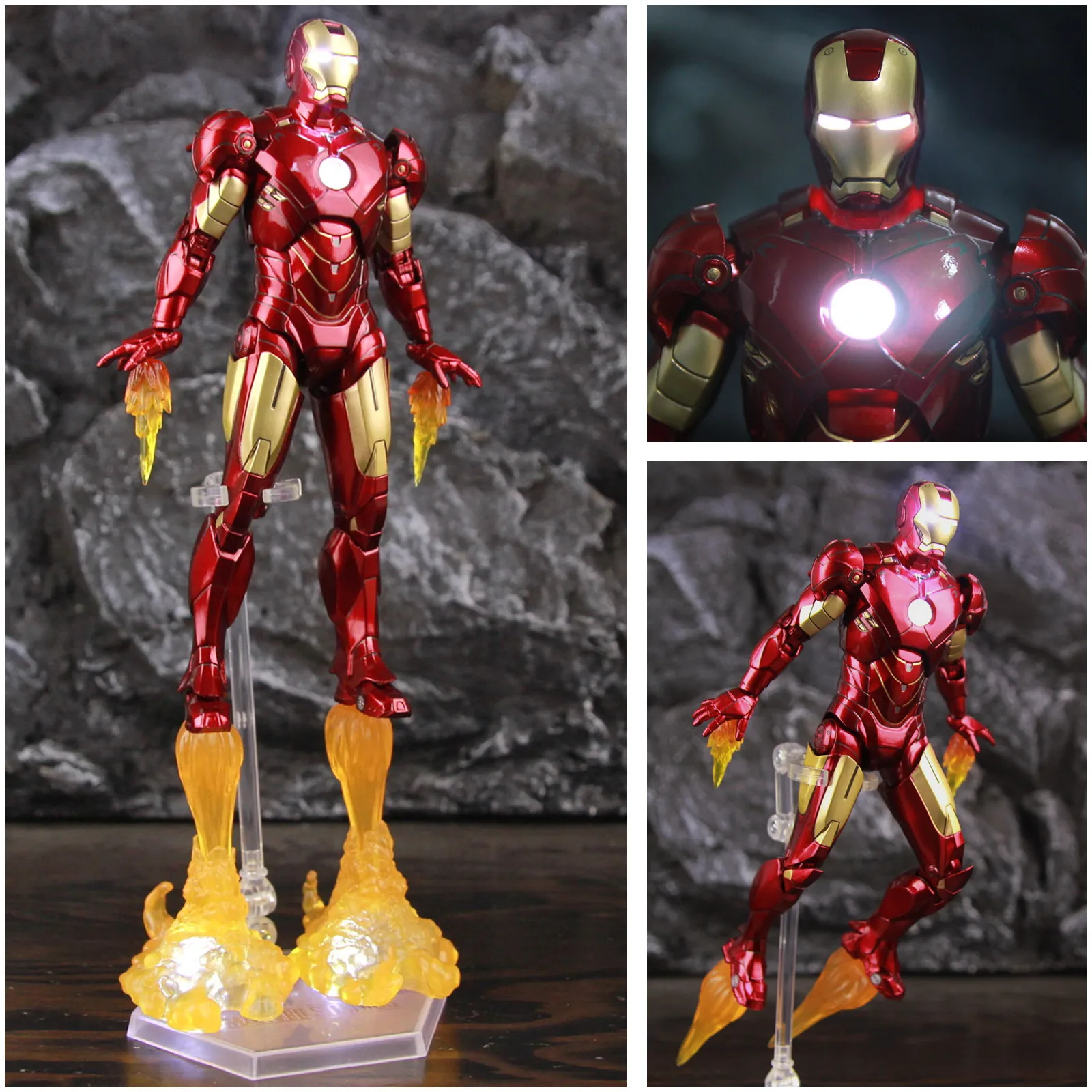 

LED Light Classic Marvel Iron Man MK4 Mark IV 7" Movie Action Figure Ironman Mark 4 Tony Stark Legends ZD Toys Doll Model