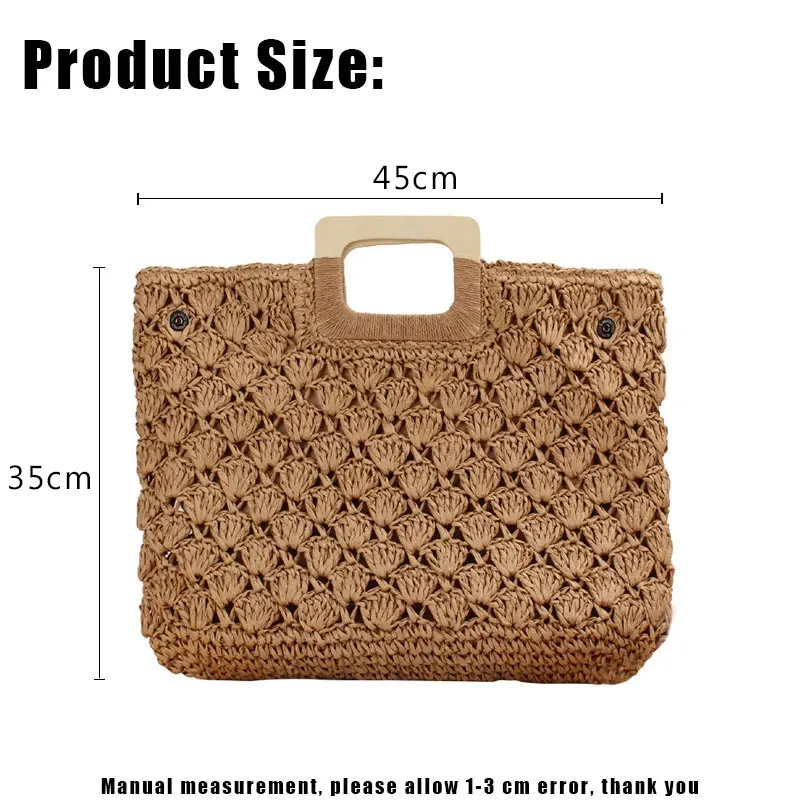 YoReAi Women Handbag Rattan Wicker Straw Woven Bag Large Capacity Bohemia Female Casual Vacation Summer Travel Tote Fashion