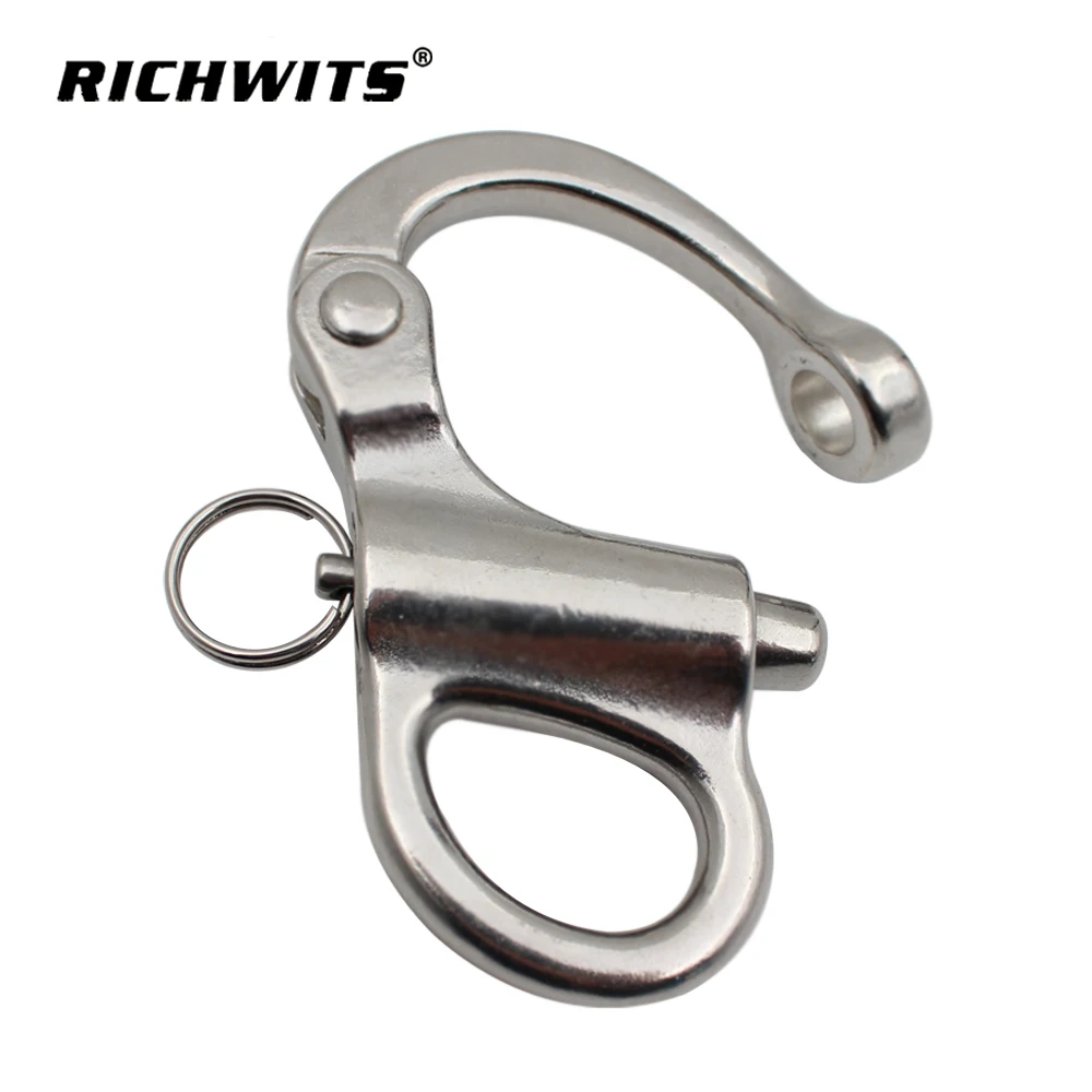 Stainless Steel 316 Rigging Sailing Fixed Bail Snap Shackle Fixed Eye Snap Hook Sailboat Sailing Boat Yacht Outdoor Living