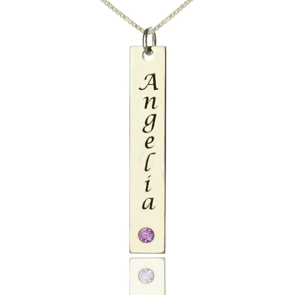 Uonney Dropshipping Personalized Vertical Bar Necklace Name Tag Birthstone Custom-made Delicate Hot Selling Unisex Jewelry