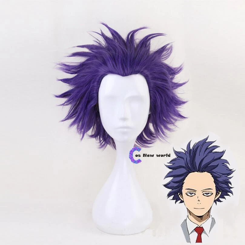 Peluca de Boku no Hero Academia Shinsou Hitoshi, disfraz de My Hero Academia, hombres y mujeres, pelo corto púrpura, para Halloween, 2020